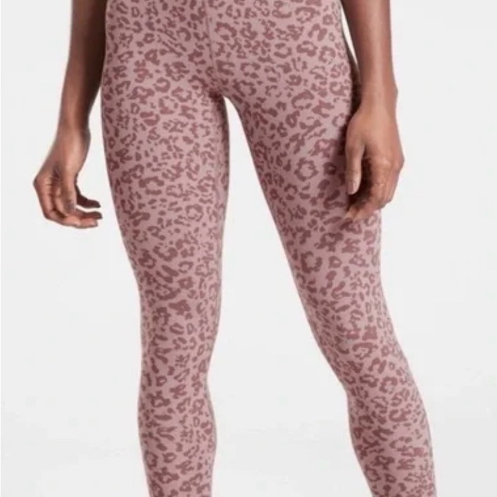 Athleta Mauve Pink Leopard Print Leggings